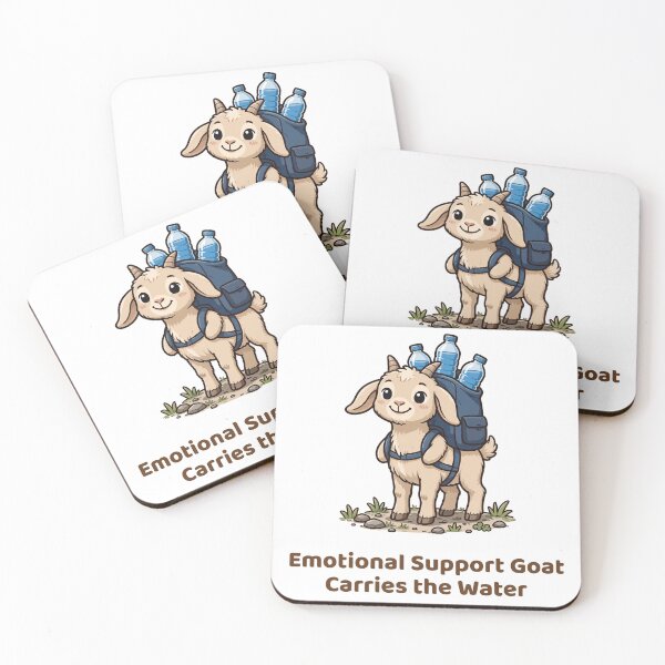Item preview, Emotional Support Goat Carries the Water, Cute Goat with a Backpack Full of Water Bottles designed and sold by ElicitaDesign.