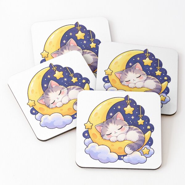 Item preview, Sleepy Moon Cat Cute Sticker  designed and sold by ArtCrushWorks.
