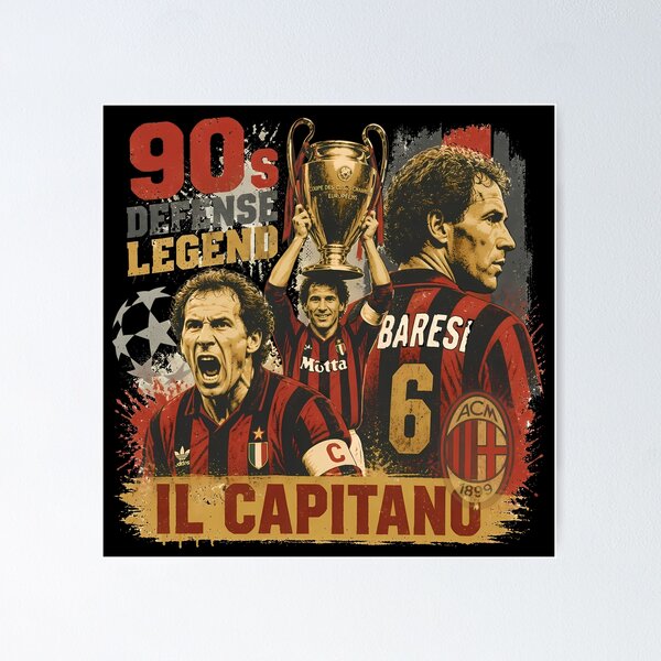 Item preview, Franco Baresi, leyenda del fútbol del AC Milan, con una camiseta pirata vintage de los 90. designed and sold by 4Titik.