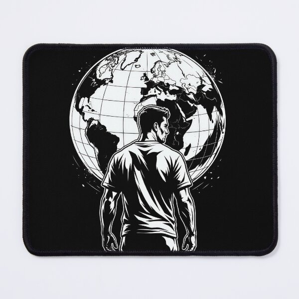 Item preview, Man Facing the World – Monochrome Illustration designed and sold by TOPOI.