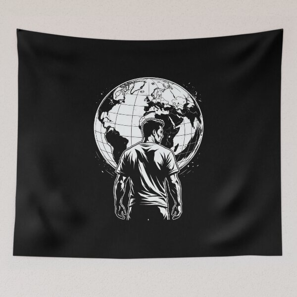 Item preview, Man Facing the World – Monochrome Illustration designed and sold by TOPOI.