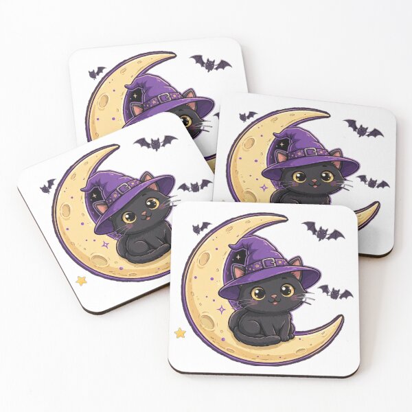 Item preview, Black Cat Witch Hat Moon Sticker — Cute Halloween Cat designed and sold by Snacks and sarcasm .