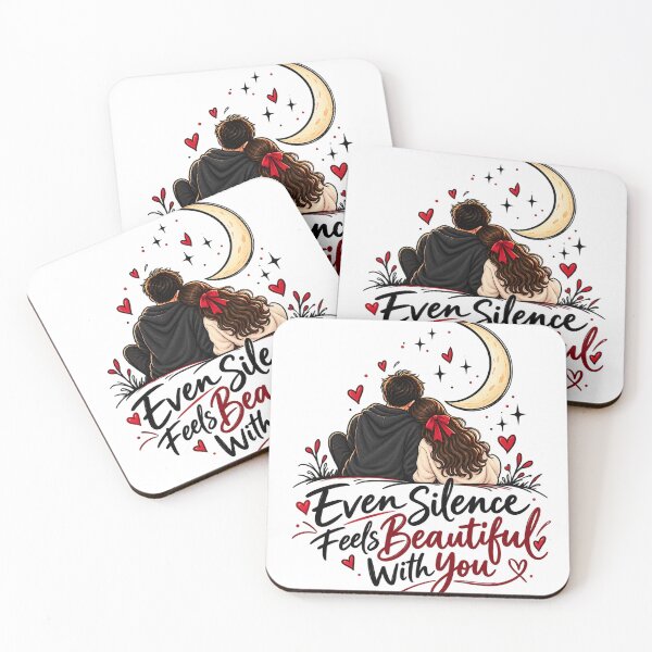 Item preview, Even Silence Feels Beautiful With You – Minimal Romantic Couple Design designed and sold by Lovestickerco.