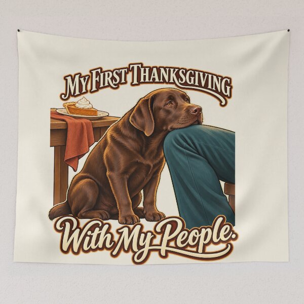 Item preview, First Thanksgiving Dog Choco Lab Family designed and sold by MythicCotton.