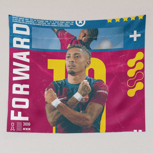 Item preview, Raphinha FC Barcelona Raphael Dias Belloli Football Graphic Poster designed and sold by Shopunte.