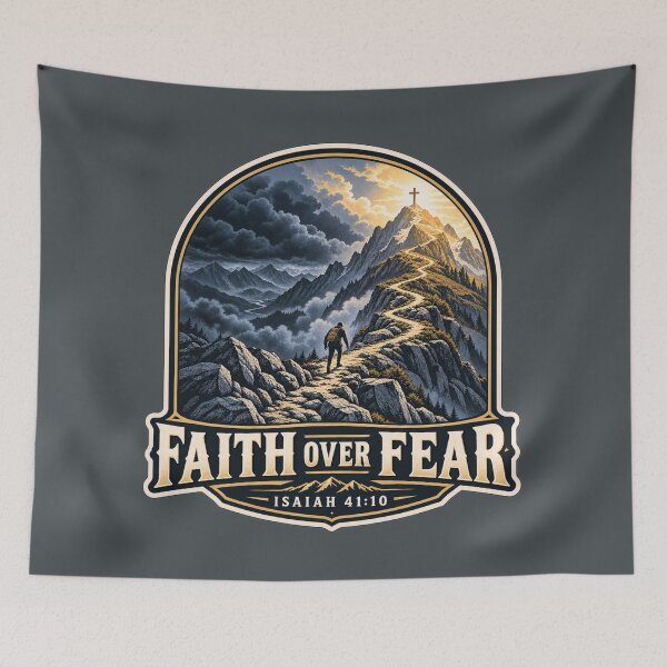 Item preview, Faith Over Fear Christian Mountain Cross designed and sold by BROHLine Studio.