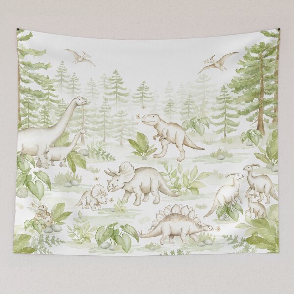 Item preview, Tiny Giants. Watercolor Dinosaur Prehistoric Jungle Scene designed and sold by PolosLiliia.