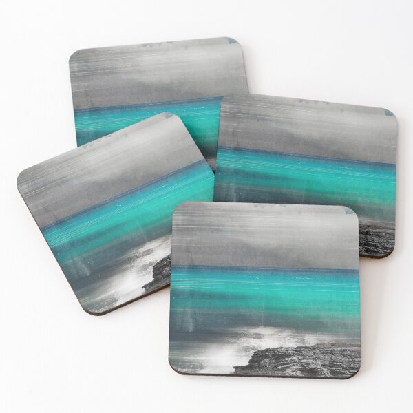 Item preview, Turquoise Ocean and Rocky Shoreline Abstraction designed and sold by Dyrk Wyst Redbubble Shop.