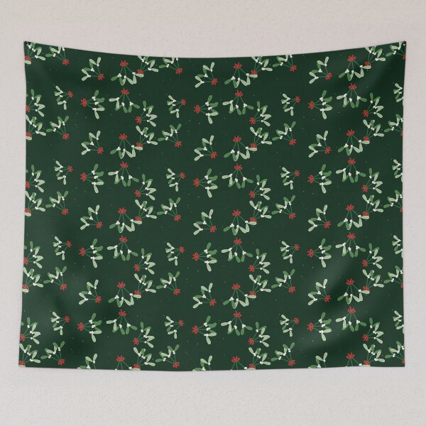Item preview, Mistletoe Print With Evergreen Mistletoe In Cosy Tones designed and sold by cute-animals99.