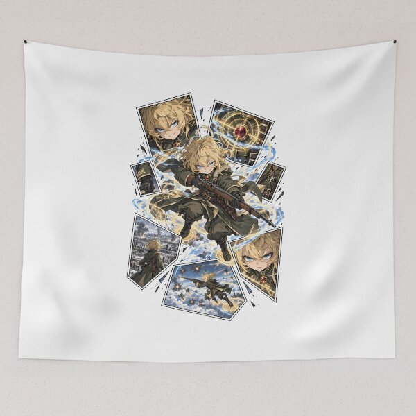 Item preview, Tanya Degurechaff Blue and Gold Battle Collage designed and sold by veyackbird.