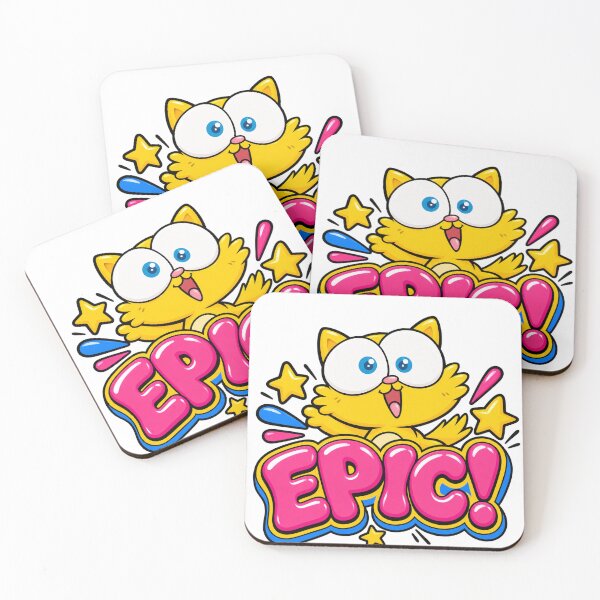 Item preview, Epic Cute Yellow Cat Cartoon Pink Bubble Letters Pop Art designed and sold by Exclusive22.