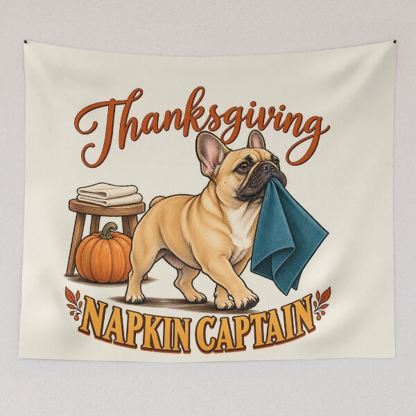 Item preview, Thanksgiving Dog Frenchie Napkin Captain designed and sold by MythicCotton.