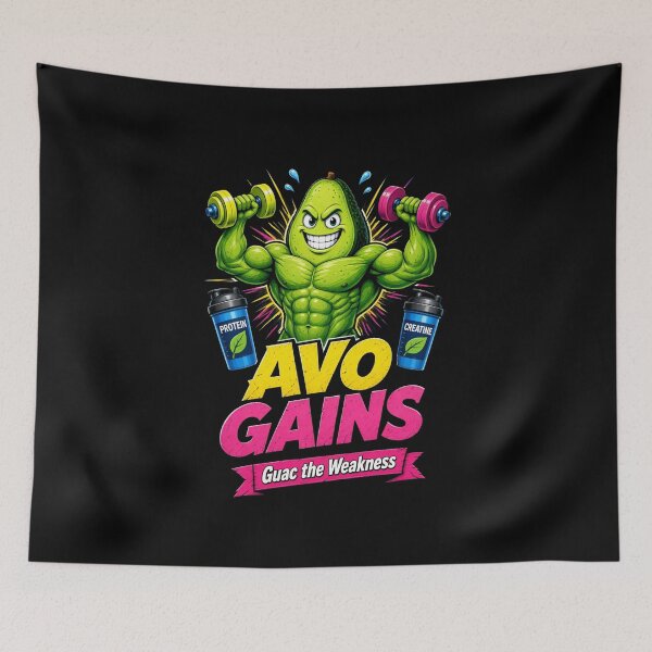 Item preview, Avo Gains Funny Avocado Gym Shirt | Guac The Weakness Fitness Tee designed and sold by StrongEveryDayStore.