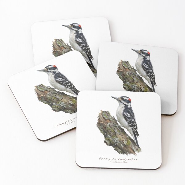 Item preview, Hairy Woodpecker on Mossy Branch Bird Illustration designed and sold by Takeda-art.