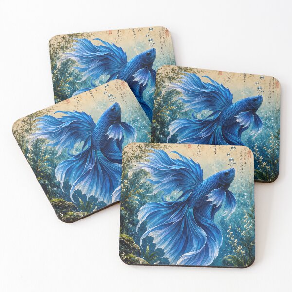 Item preview, Majestic Blue Betta Fish Japanese Art designed and sold by Curio Meridian.