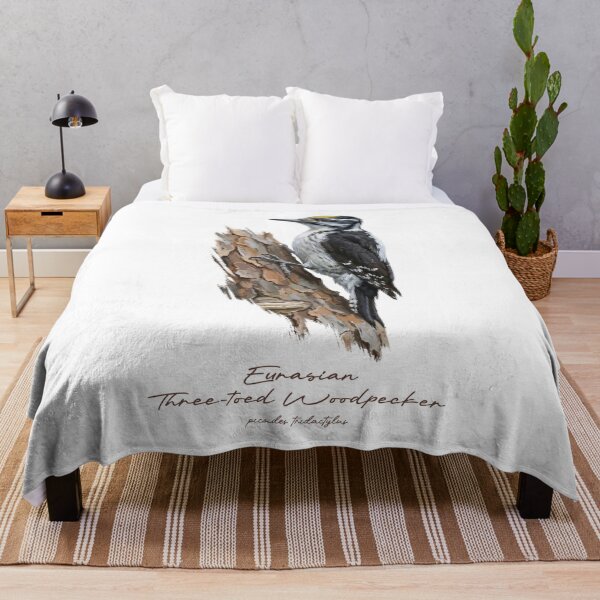 Item preview, Eurasian Three-toed Woodpecker on Rustic Branch Bird Illustration designed and sold by Takeda-art.