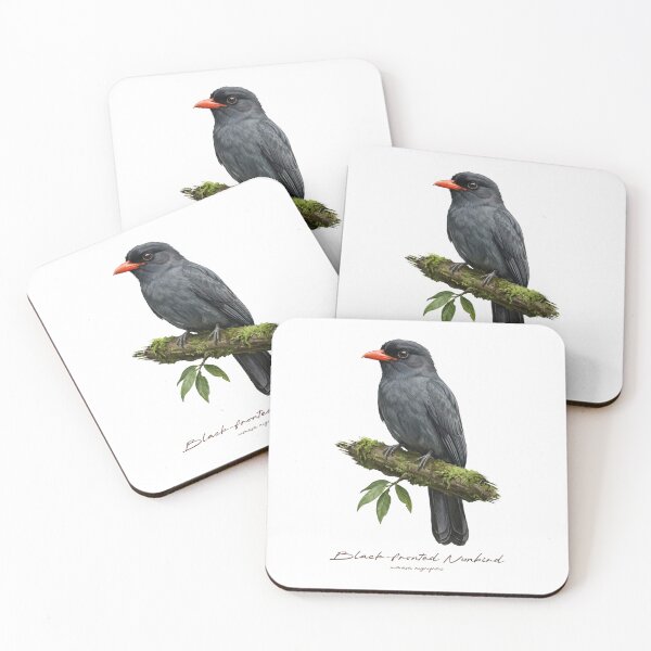 Item preview, Black-fronted Nunbird on Mossy Tree Bird Illustration designed and sold by Takeda-art.
