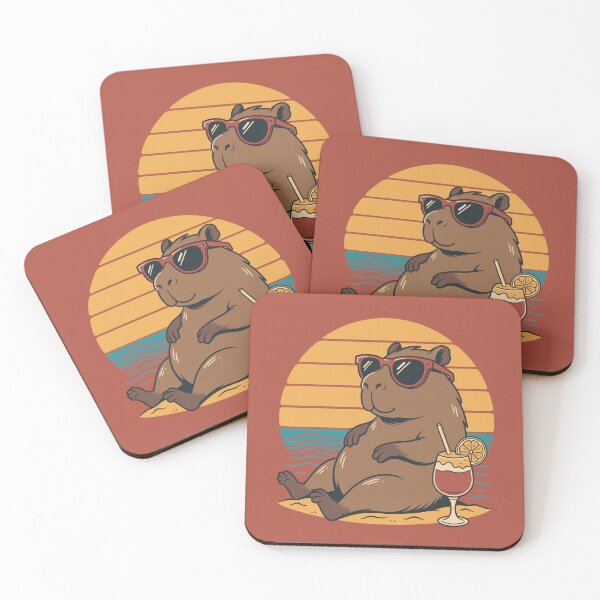 Item preview, Chilling Capybara – Retro Summer Beach Vacation with Tropical Drink & Sunglasses designed and sold by Drawings Project.
