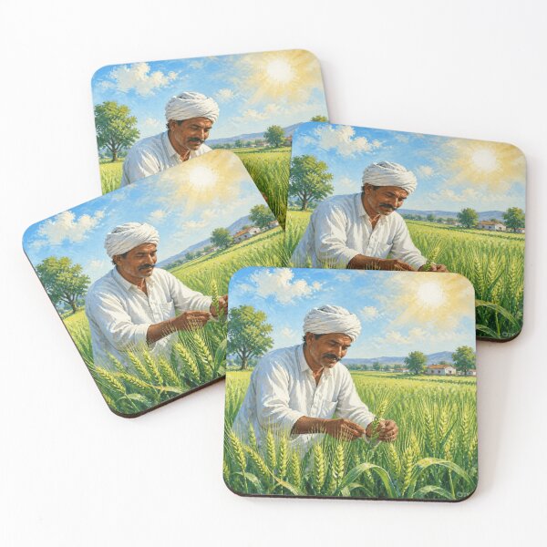 Item preview, Farmer take care his wheat crop in a sunny day art designed and sold by Ahsan393.