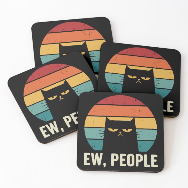Item preview, Ew People Funny Black Cat Retro Sunset designed and sold by Doodlywood.