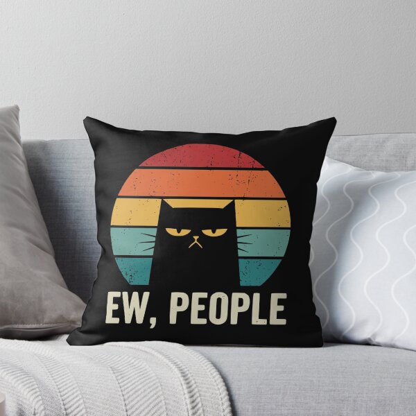 Item preview, Ew People Funny Black Cat Retro Sunset designed and sold by Doodlywood.