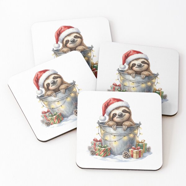 Item preview, Christmas Sloth in a Bucket Vintage Illustration designed and sold by Takeda-art.