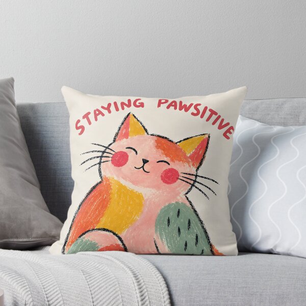 Item preview, Staying Pawsitive - Cute Smiling Cat Positive Quote Crayon Art designed and sold by artswag.
