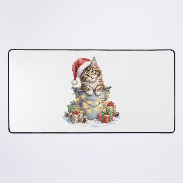 Item preview, Christmas Maine Coon in a Bucket Vintage Illustration designed and sold by Takeda-art.