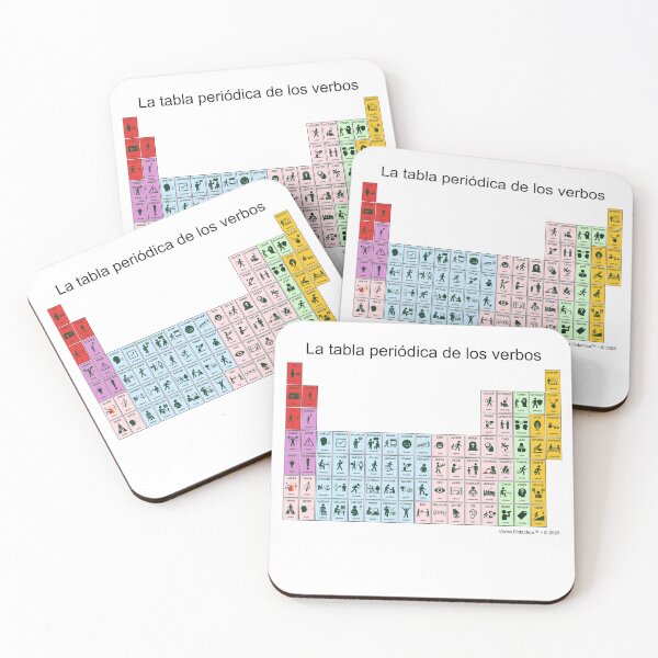 Item preview, Spanish playful visual periodic table of verbs - green letters designed and sold by VerbaDidactica.