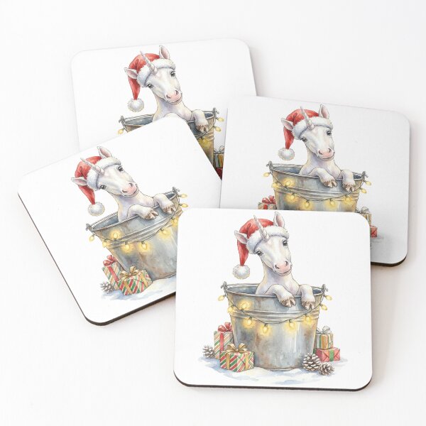 Item preview, Christmas Unicorn in a Bucket Vintage Illustration designed and sold by Takeda-art.