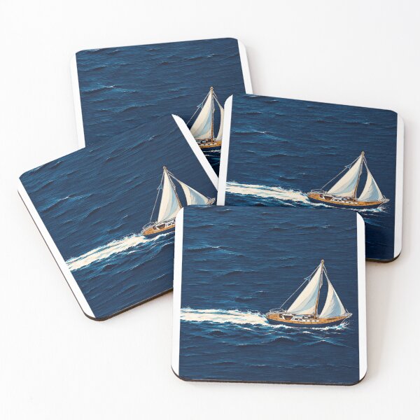 Item preview, Wooden Sailboat Sailing Across Deep Blue Ocean designed and sold by aliyehc.
