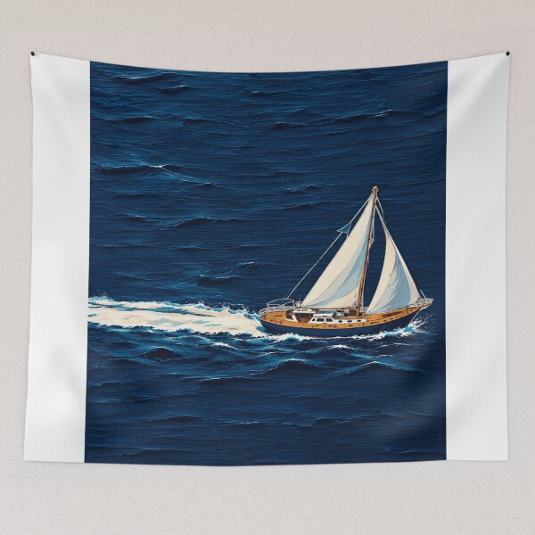 Item preview, Wooden Sailboat Sailing Across Deep Blue Ocean designed and sold by aliyehc.