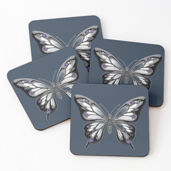 Item preview, Gothic Chrome Butterfly with Amethyst Crystals designed and sold by chicworld2026.