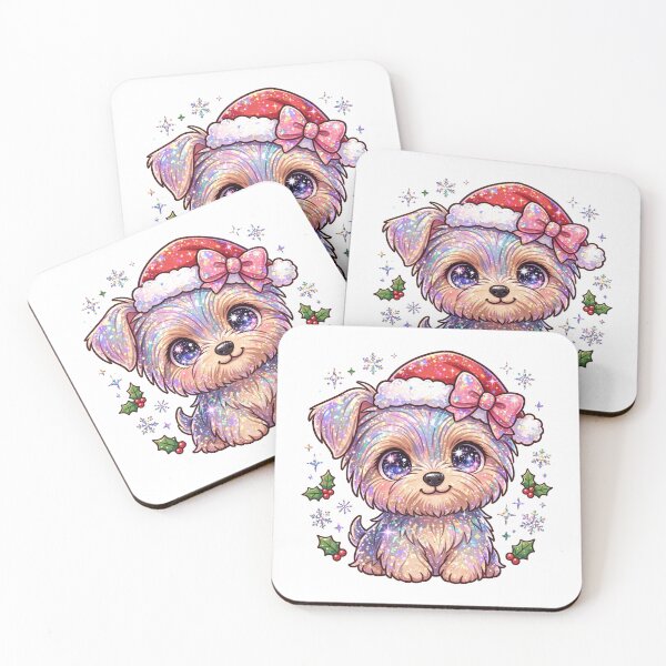 Item preview, Cute Glitter Yorkshire Terrier Christmas Puppy designed and sold by Sofia art shop.