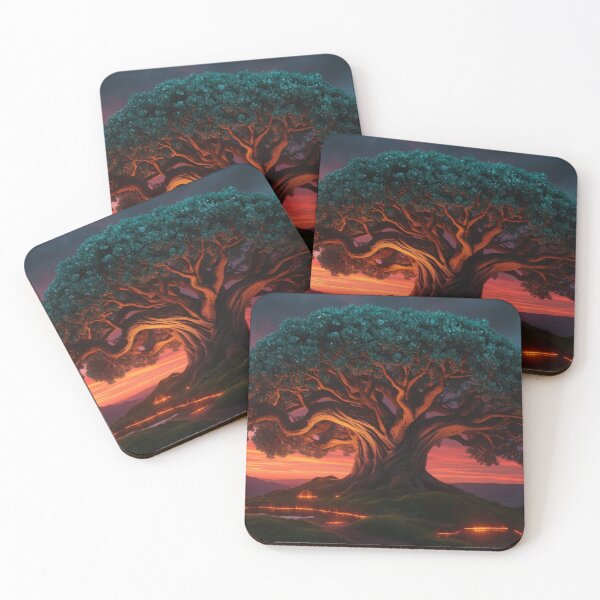Item preview, Ancient Bioluminescent Tree At Fiery Sunset designed and sold by monkeybusiness.pt.