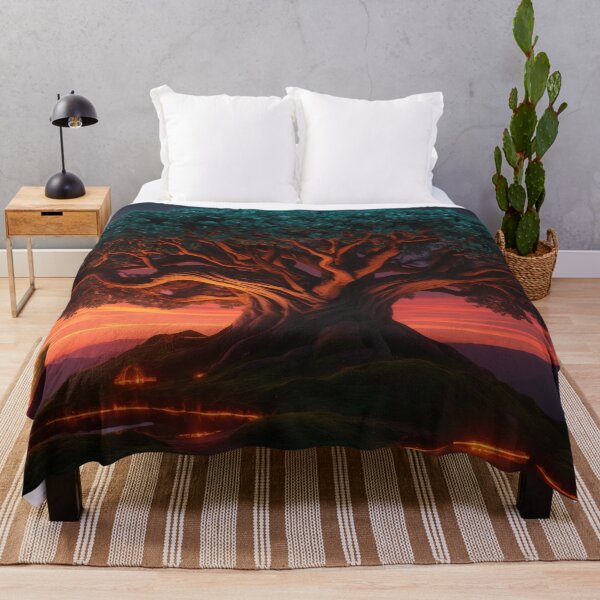 Item preview, Ancient Bioluminescent Tree At Fiery Sunset designed and sold by monkeybusiness.pt.