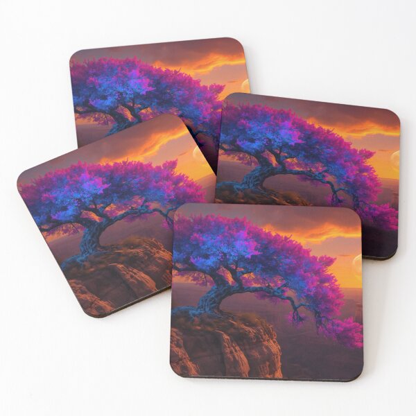 Item preview, Vibrant Magenta Tree Over Desert Canyon At Sunset designed and sold by monkeybusiness.pt.