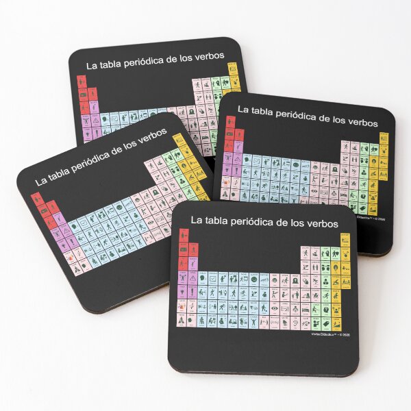 Item preview, Spanish playful visual periodic table of verbs - white letters designed and sold by VerbaDidactica.