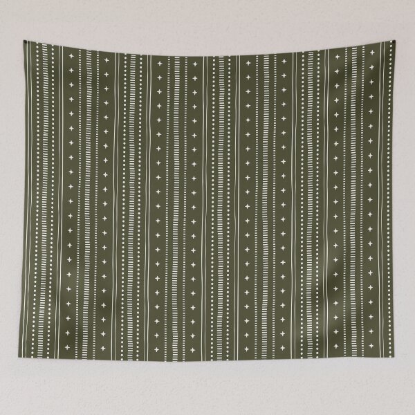 Item preview, Thin Wavy stripes pattern, whimsical retro sparkle vertical lines in dark green and white designed and sold by Miss-Belle.