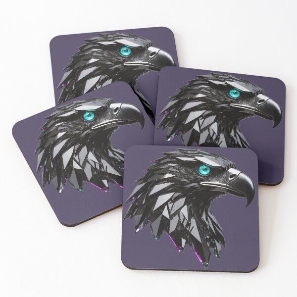 Item preview, Geometric Obsidian Eagle Head with Glowing Teal Eye designed and sold by chicworld2026.