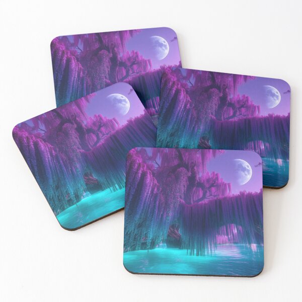 Item preview, Purple Weeping Willow Over Glowing Cyan Lagoon designed and sold by monkeybusiness.pt.