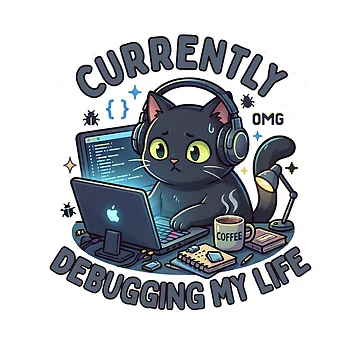 Artwork thumbnail, Currently Debugging My Life Cute Coding Cat Sticker by GenZStickerHub1