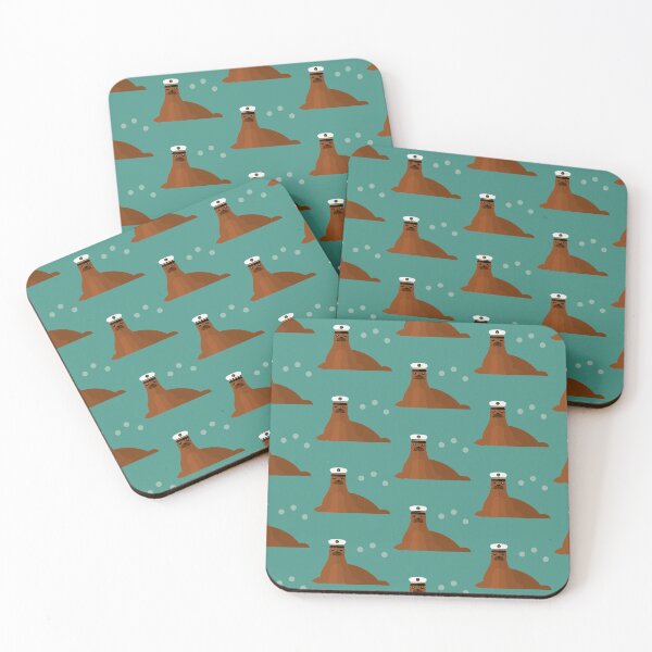 Item preview, Seals with sailor hat on blue designed and sold by reneesillus.