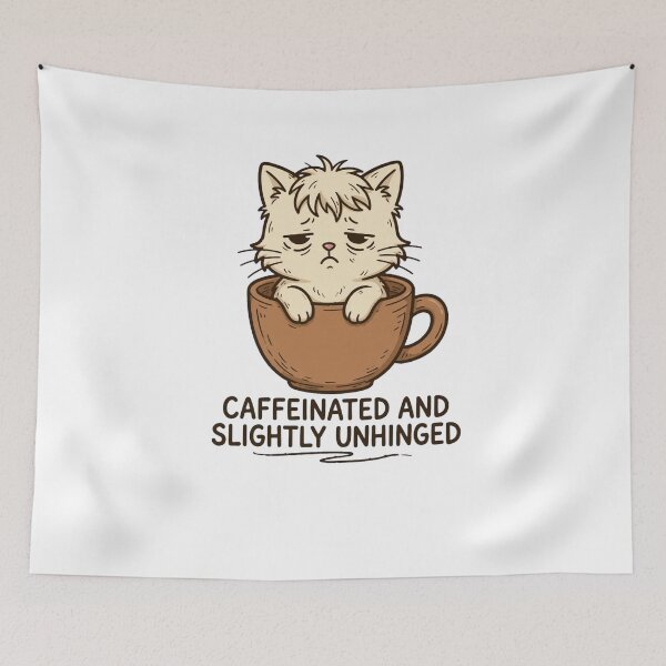 Item preview, Unhinged caffeinated cat designed and sold by FashionN5.