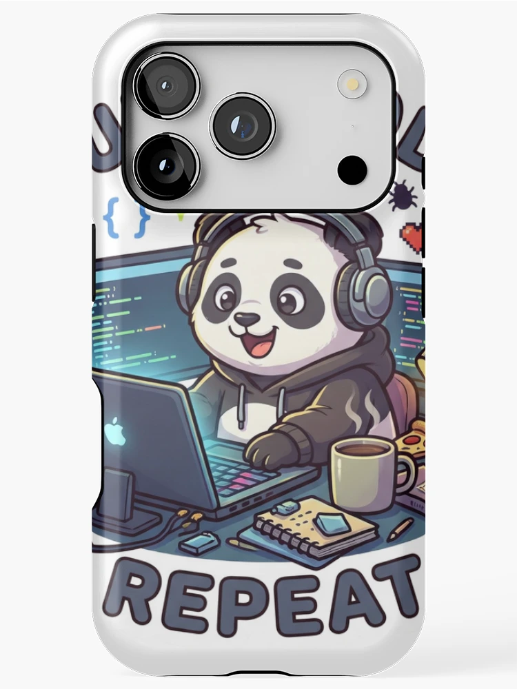 Thumbnail 1 of 4, iPhone Case, Build Code Repeat Cute Gamer Panda Coder Sticker designed and sold by GenZStickerHub1.