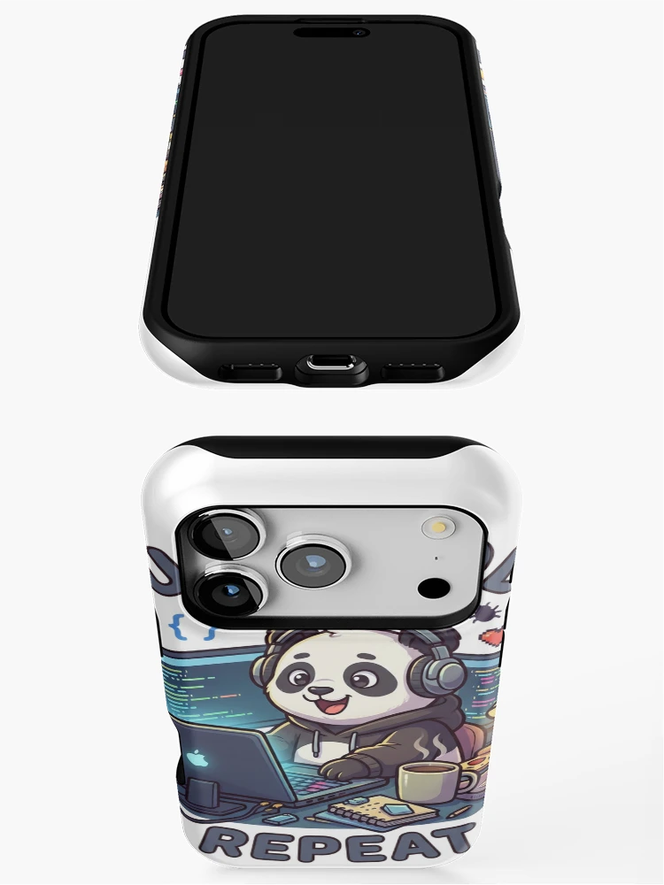 Thumbnail 3 of 4, iPhone Case, Build Code Repeat Cute Gamer Panda Coder Sticker designed and sold by GenZStickerHub1.