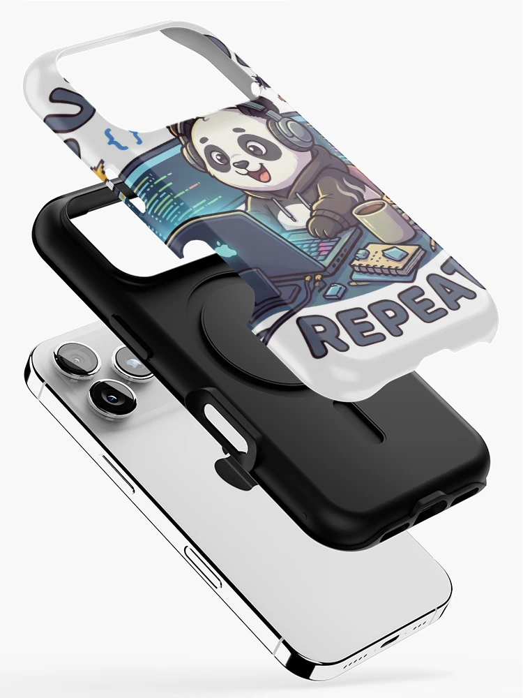 Thumbnail 2 of 4, iPhone Case, Build Code Repeat Cute Gamer Panda Coder Sticker designed and sold by GenZStickerHub1.