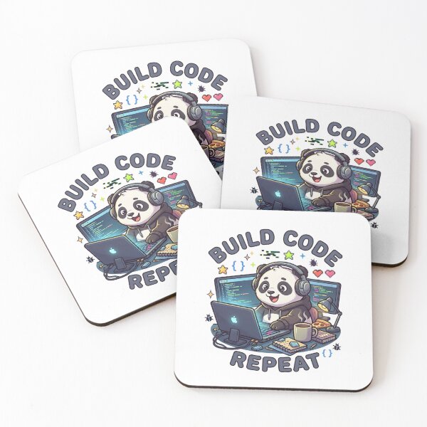 Item preview, Build Code Repeat Cute Gamer Panda Coder Sticker designed and sold by GenZStickerHub1.