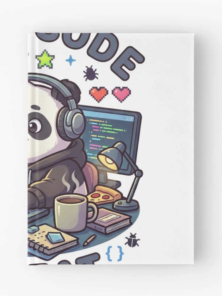 Thumbnail 1 of 3, Journal, Build Code Repeat Cute Gamer Panda Coder Sticker designed and sold by GenZStickerHub1.