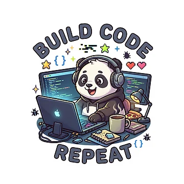 Artwork thumbnail, Build Code Repeat Cute Gamer Panda Coder Sticker by GenZStickerHub1